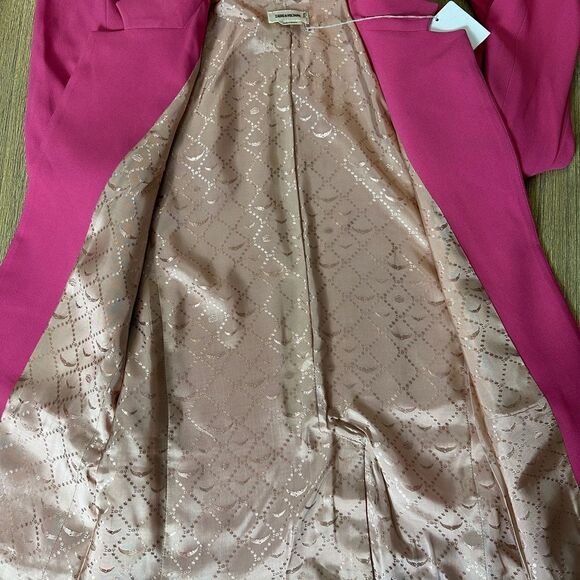 Zadig & Voltaire Jacket Blazer XS Open Front Raspberry Pink $698 Satin Trim - Picture 12 of 15